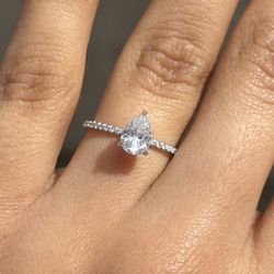 Pear Natural Diamond Engagement Ring 