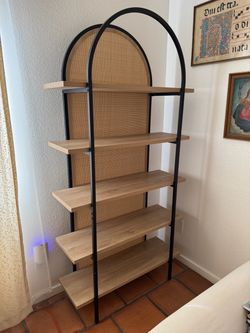 5 Tier Arch Bookshelf with Backing, Boho arch Bookcase
