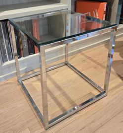 Glass and metal frame side table