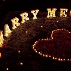 For Sale - Easy Engagement Proposal Package- Marry Me Sign, 1000 Rose Petals, 50 Tea light Candles & 2 Champagne Glasses (All Batteries INCLUDED)