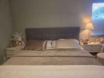Tufted Gray Upholstered Bed Frame