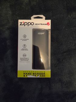 Zippo HeatBank 6 Rechargeable Hand Warmer & 4400mAh Power Bank Black 40609 NEW