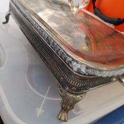 Silver Serving Tray Rectangular Footed