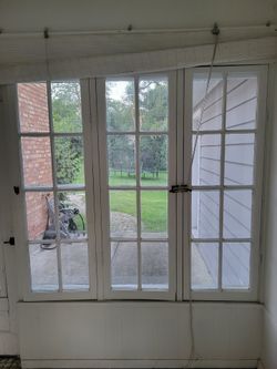 Set of 3 Salvaged Wood Window Sashes, 8-Lite, ~20 x 60 in, White