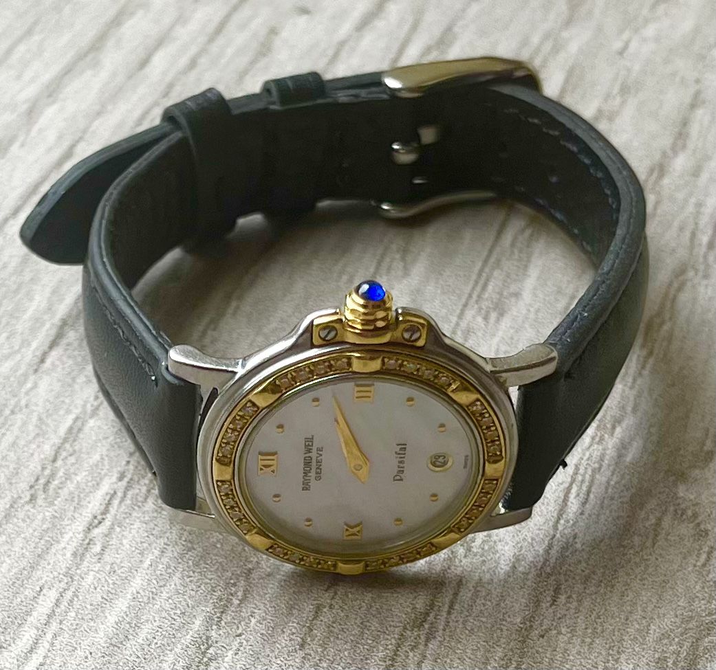Woman’s Solid 18k Gold & Stainless + Diamonds Swiss Watch