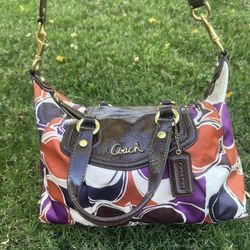 Purple Orange Brown Coach Bag