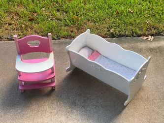KidKraft doll rocking cradle and high chair