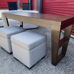 🏷WAREHOUSE CLEARANCE | Elena Occasional 3pc Sofa Table with Ottomans💥 We Finance 