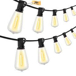 200FT LED Outdoor String Lights, 2700K LED Patio Lights Outdoor Waterproof with 100+4 Shatterproof Vintage Bulbs, Plug in Hanging Light for Porch, Bac