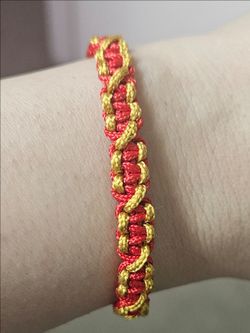Gold and red Macrame bracelet