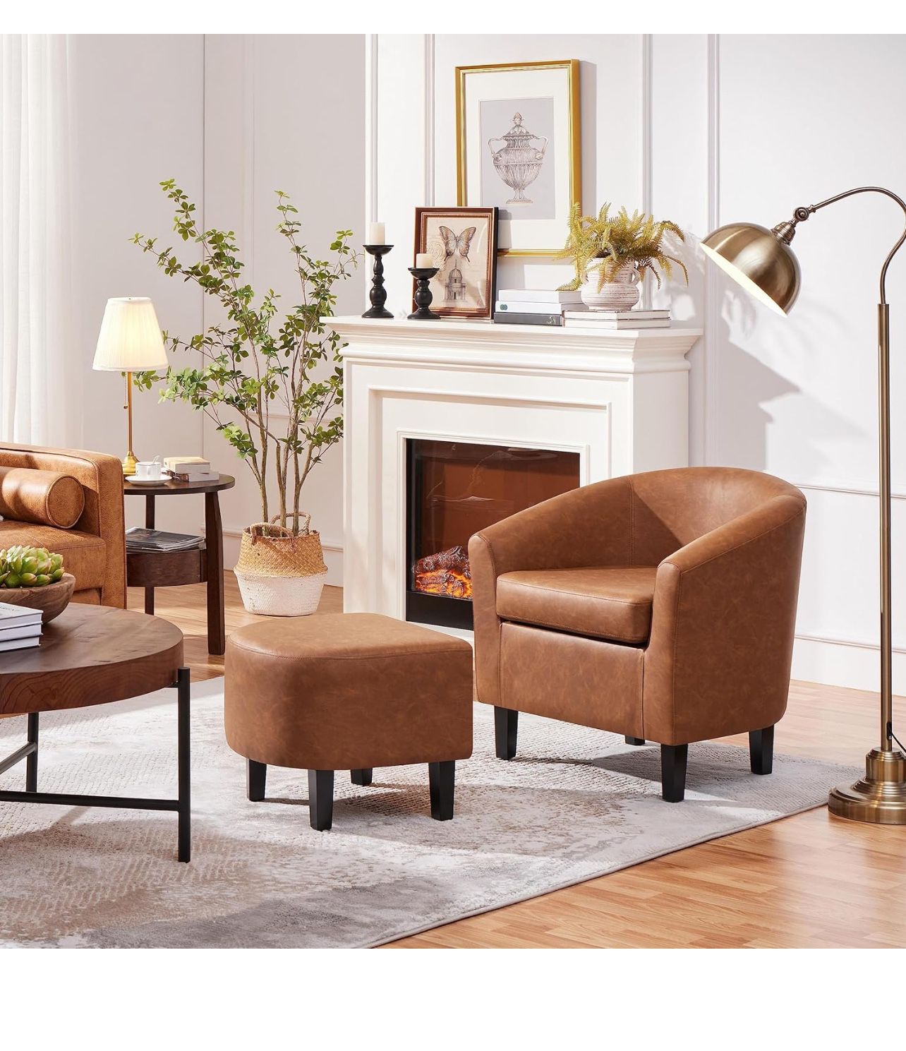 NEW Accent Chair with Ottoman Footstool Set