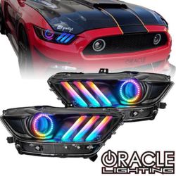 2015-2017 Ford Mustang Pre-Assembled Headlights -Dynamic ColorSHIFT RGB+A -Black Edition-8199-332