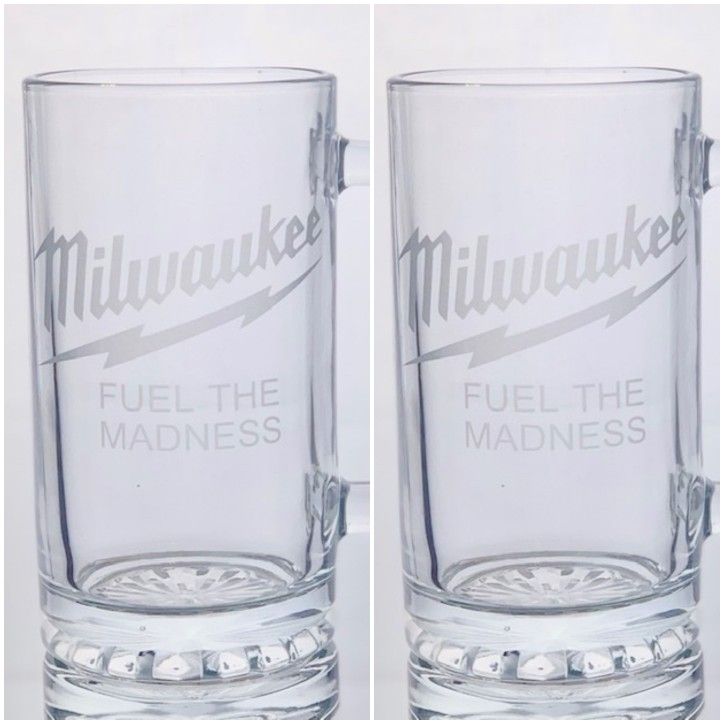 Set Of 2 Milwaukee Tool Fuel The Madness Glass Beer Mugs 16oz
