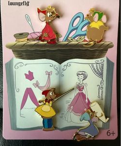 Disney Cinderella Mice Making a Lovely Dress 4 pin set Loungefly new