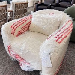 Teddy Accent Chair – Cozy Cream Tweed Elegance!, Brand New  