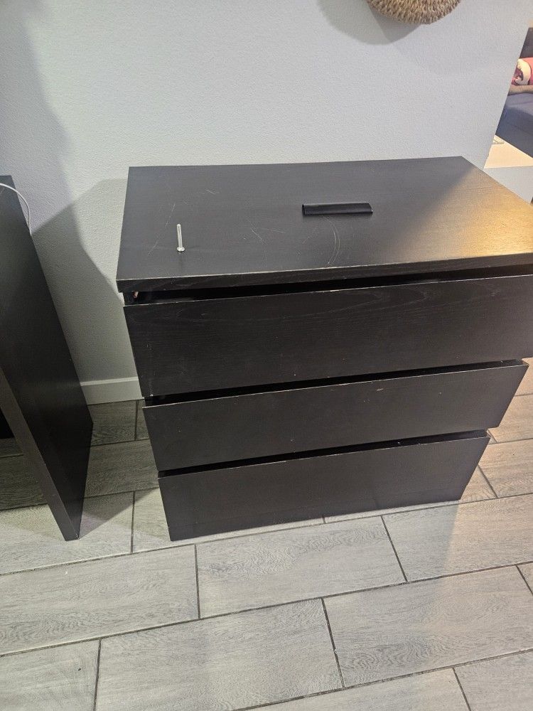 Vanity, Dresser, And Black Twin Bed Frame