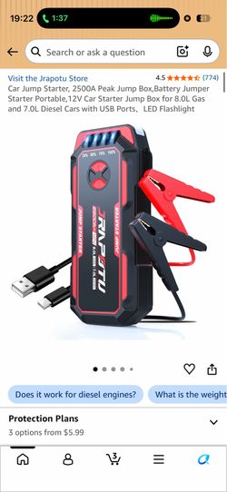 Portable Car Jump Starter 2500A Peak – Brand New Sealed