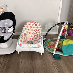 4moms, fisher price chair and activity mat