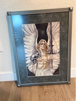 Ruth Thompson "Invictus" Archangel Michael Framed Art Print - 11"x17” (Very Good Condition)