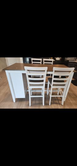 Moving sale🚨 Farmhouse Dining & Living Room Bundle – Counter Height Table Set + 65" TV Console