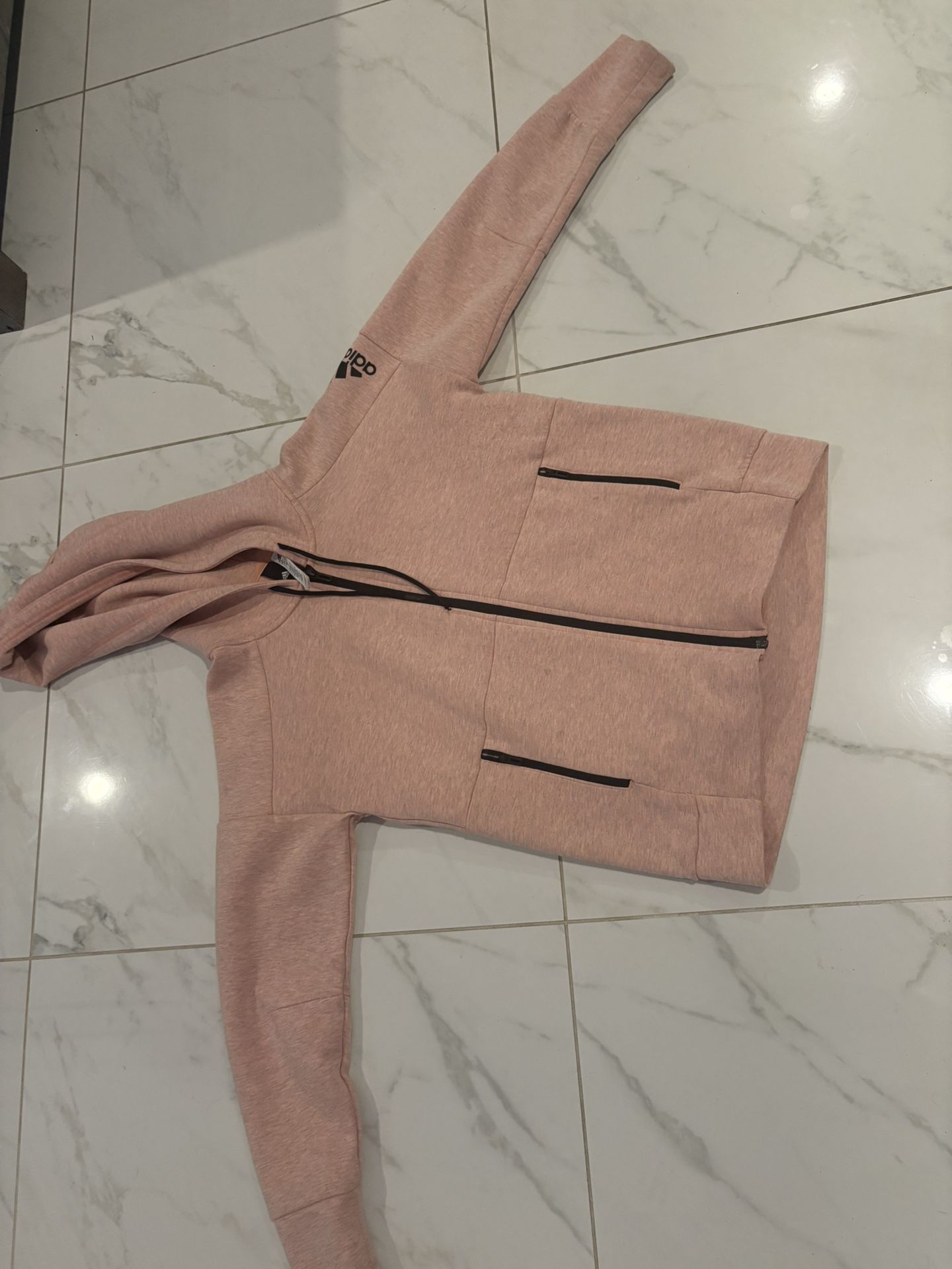 Adidas Size S Hoodie Zip Up Sweatshirt Pink And Black