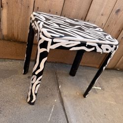 Kids Playroom Handpainted Laquer Wood Side Table Animal Print 