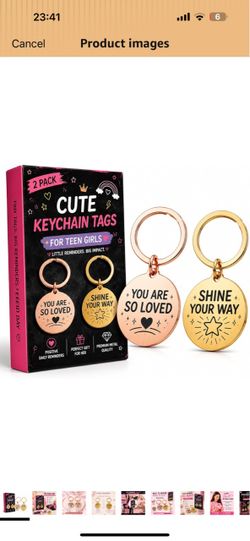 Brand new 2 Pack Cute Keychain Tags for Girls, Trendy Gifts for Teen Girls, Christmas Birthday Holiday Gifts for Teenage Girls