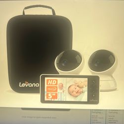NEW Video Baby Monitor. 5" 720P Screen, 2 PTZ Cameras, 4 Days Battery Life, 3800mAh Battery, Night Vision, Two-Way Talk, No WiFi, 1000ft. Long Range