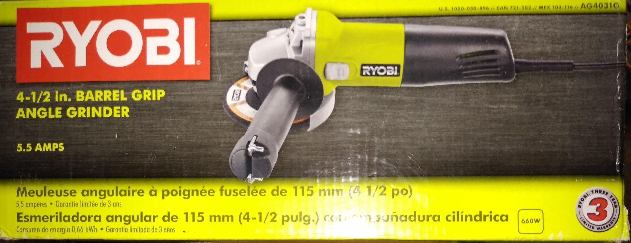 RYOBI 5.5 Amp Corded 4-1/2 in. Angle Grinder