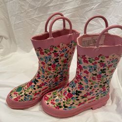 Oshkosh Pink Flower Rain Boot Kids Size 11