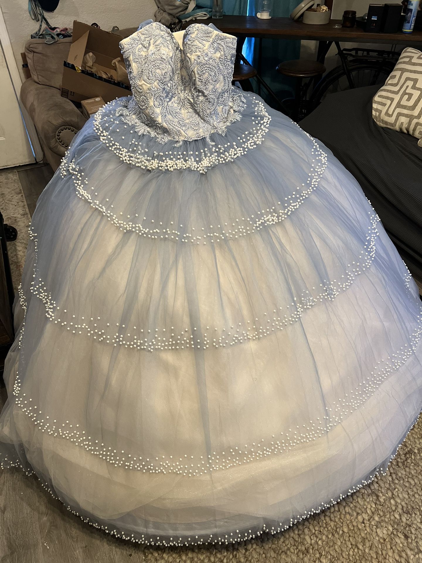 Quinceanera dress prom Dress Blue