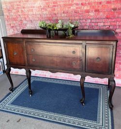 Antique buffet solid wood on wheels
