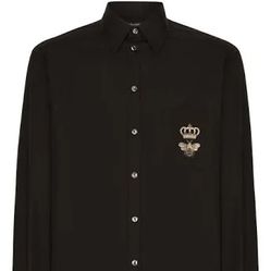 Authentic Dolce & Gabbana Royal Crown Gold Bee Dress Shirt