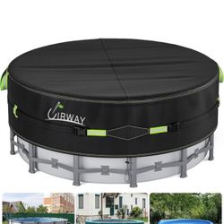 UIRWAY 14 Ft Round Winter Pool Cover with Reflective Strips, Swimming Pool Cover for Above Ground Po