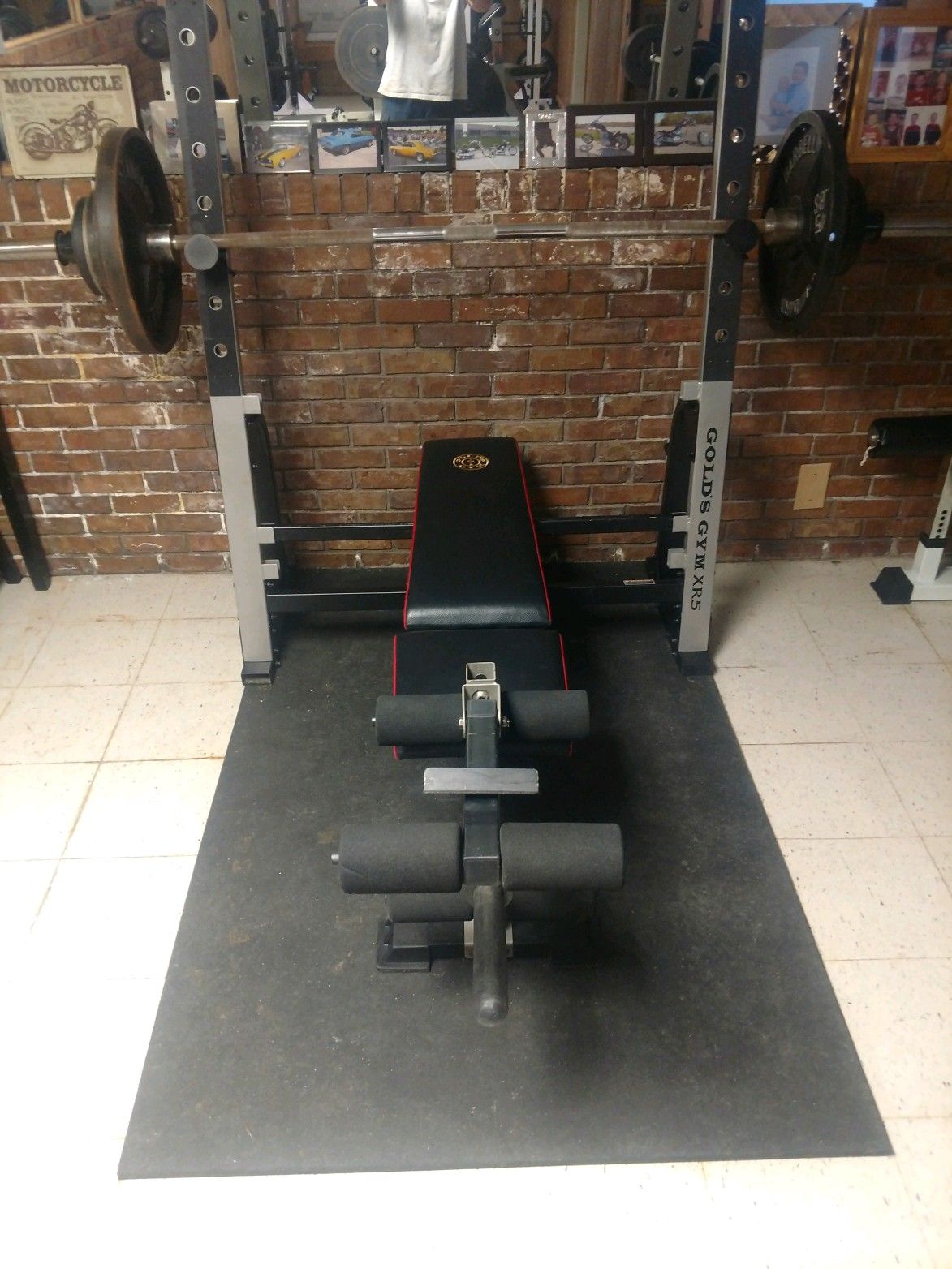 Weight Bench with Olympic Bar and Weights