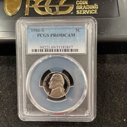 1986 S Gem Proof Jefferson Nickel Graded At PR69 With A Deep Cameo C-16