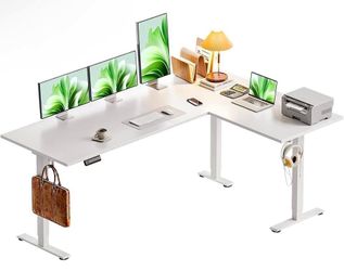 71 Inch Reversible Electric L Shaped Standing Desk, Height Adjustable Corner Stand up Desk