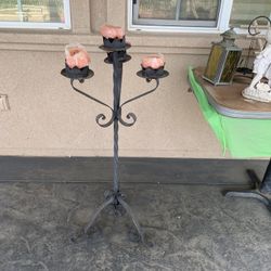 35$ Black Iron 3 Candle Holder about 3/4 Ft Ta