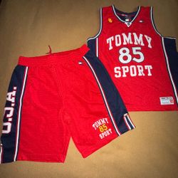 Tommy Hilfilger Sport 2pc RED Basketball Jersey & Shorts