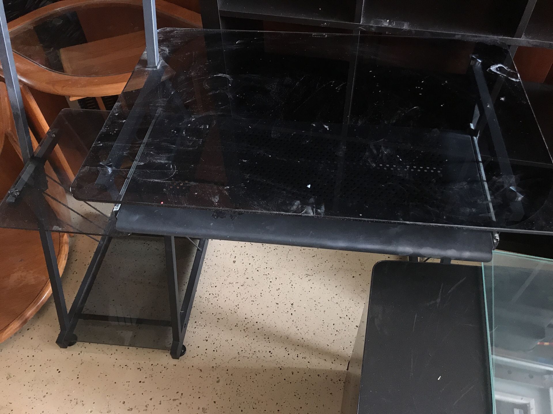 Student desk with glass shelves