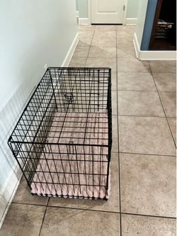 Dog crate with cover and bed