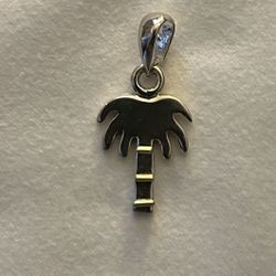 Sterling Silver Two Toned Palm Tree Pendant
