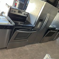 Stainless Steel Side By Side Kitchen Appliance Set 