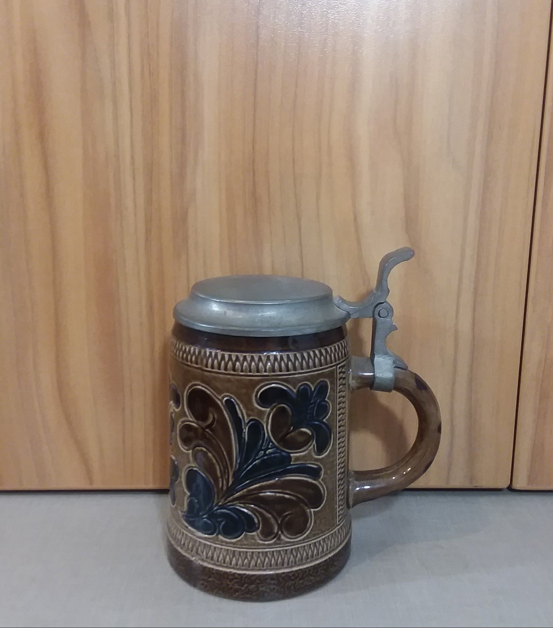 Vintage Marzi & Remy Stoneware/Pewter Lid Stein