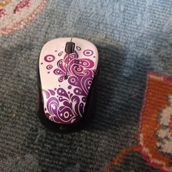 Wireless Logitech Purple And White Mouse