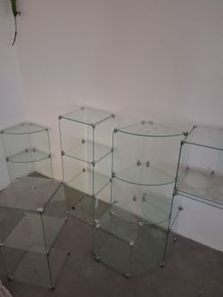Glass Display Shelving Units with Chrome Connectors