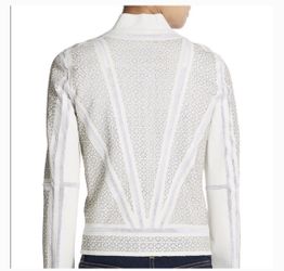 Elie tahari lasercut white leather jacket