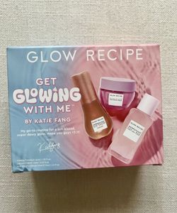BRAND NEW Glow Recipe Get Glowing with Me by Katie Fang Brand new in box Comes with a watermelon glow toner (1.35fl oz), plum plump hyaluronic cre