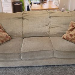 Ashley Furniture Tan Fabric Sofa - Comfy 3-Seater Couch