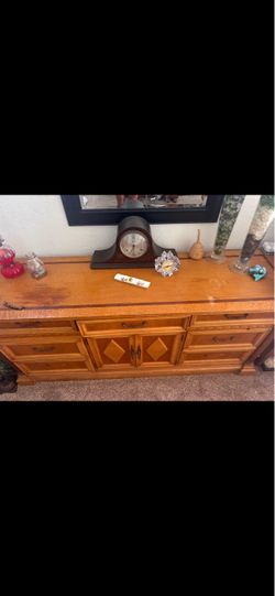 Wood Dresser with Drawers and Cabinet